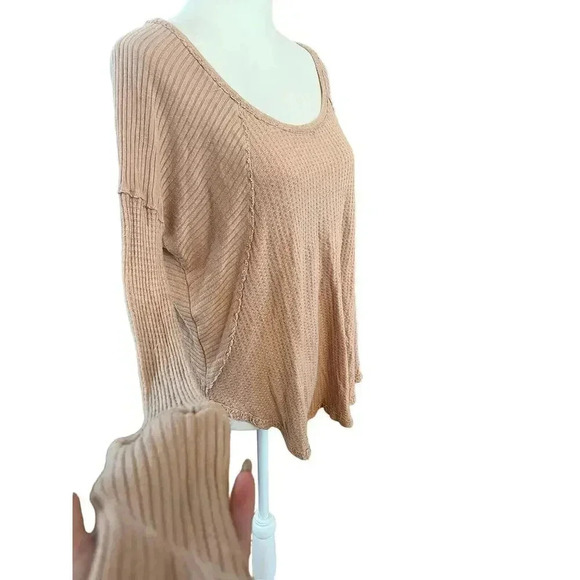 free people ventura long sleeve waffle knit boho top size M - Picture 6 of 8